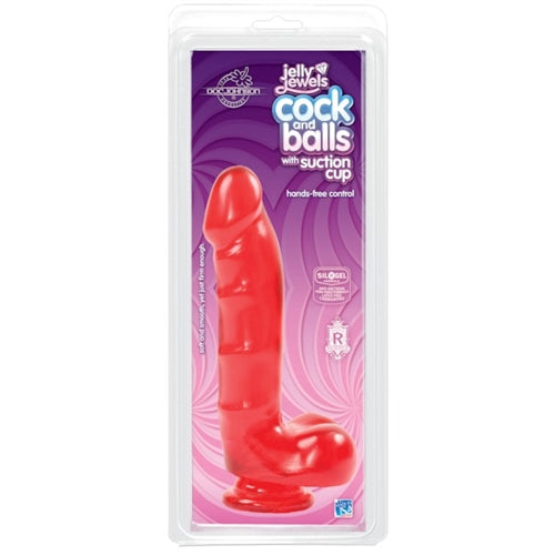 Jelly Jewels - Cock and Balls With Suction Cup - Ruby DJ7013-01