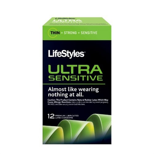 Lifestyles Ultra Sensitive Lubricated Condoms - 12 Pack LS1712