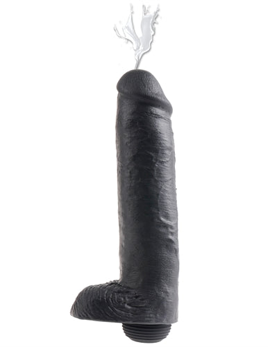 King Cock 11 Inch Squirting Cock With Balls - Black PD5605-23
