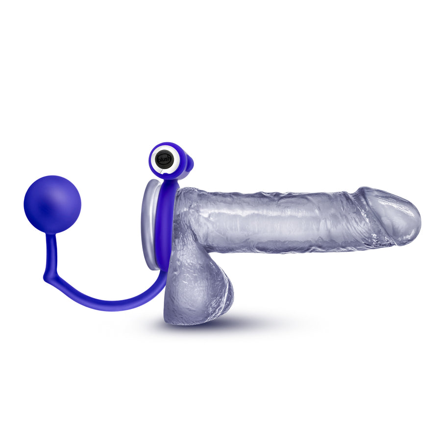 Performance Penetrator Anal Ball With Vibrating Cock Ring - Indigo BL-01702