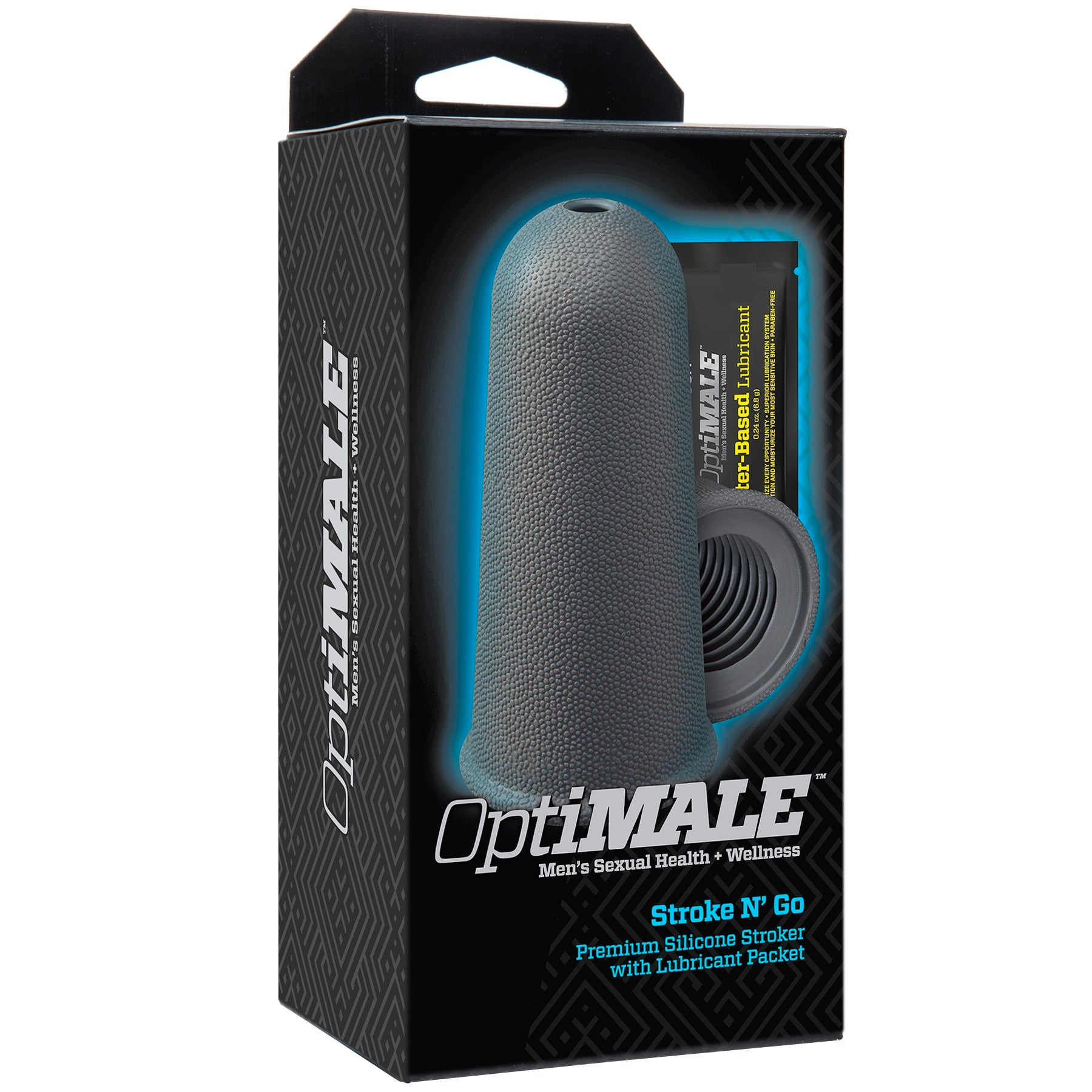 Optimale Stroke n' Go Premium Silicone Stroker With Lubricant Packet - Slate DJ0693-21-BX