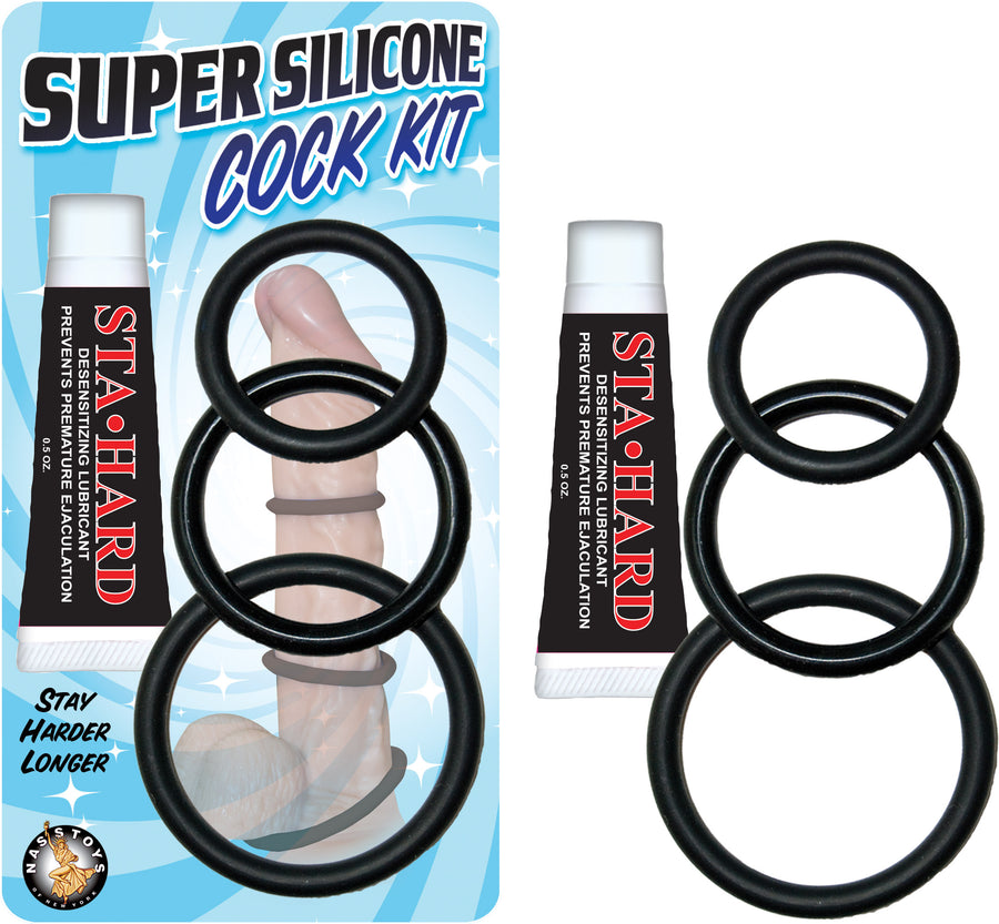 Super Silicone Cock Kit With Sta-Hard 0.5 Oz. Lubricant NW2674-2