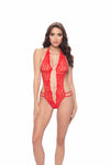 Lace Crotchless Teddy - Red - One Size OH-3182-RDOS
