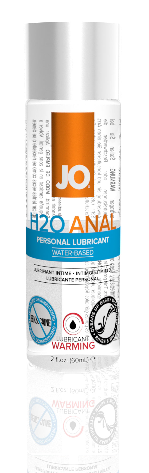 Jo H2O Anal Water-Based Warming Lubricant - 2 Fl. Oz. / 60 ml JO40109