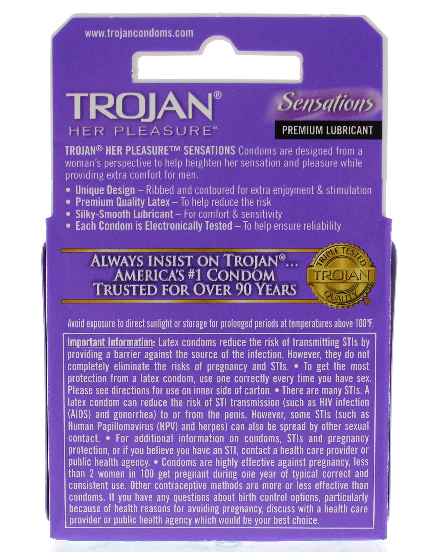 Trojan Her Pleasure Sensations Lubricated Condoms - 3 Pack TJ97320