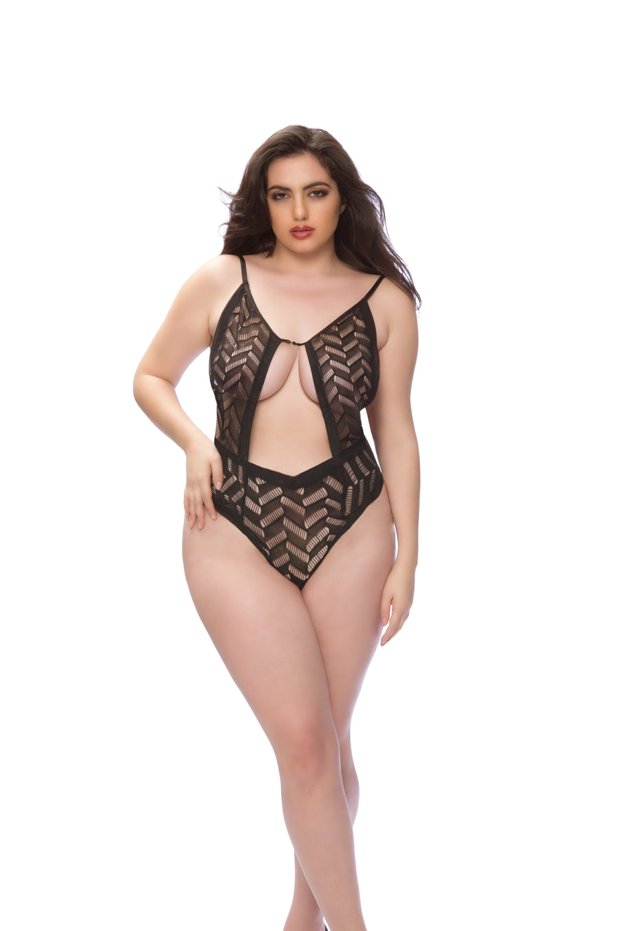 Zigzag Woven Mesh Teddy - Black - One Size OH-52-10491X-BKQU