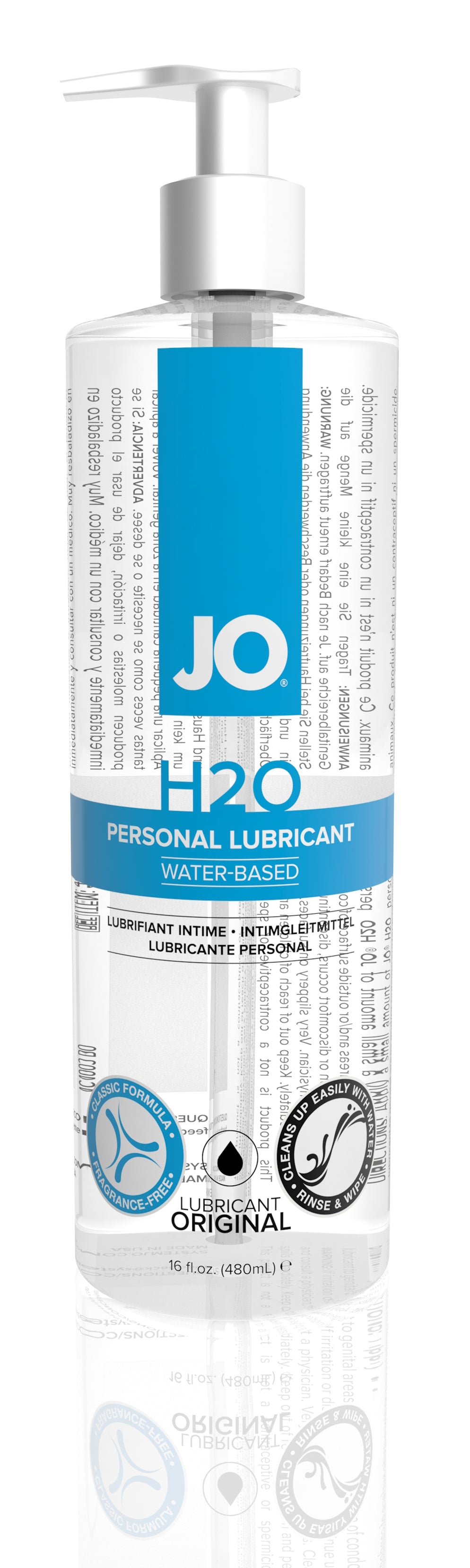 Jo H2O Water-Based Lubricant - 16 Fl. Oz. / 480 ml JO40037