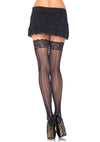 Micro Net Thigh Highs With Diamond Twist Backseam - Black - One Size LA-9942