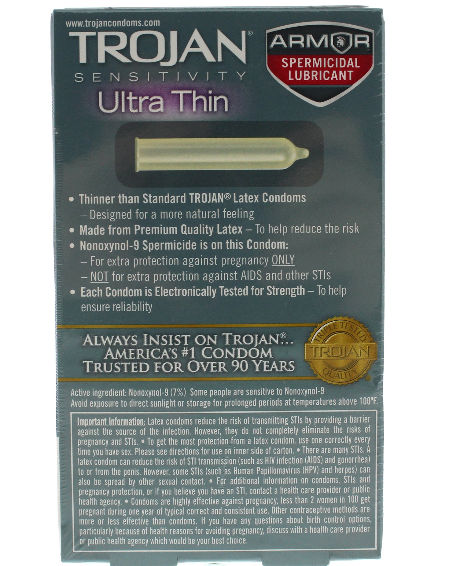 Trojan Sensitivity Ultra Thin Armor Spermicidal Lubricated Condoms - 12 Pack - Tj92740 TJ92742