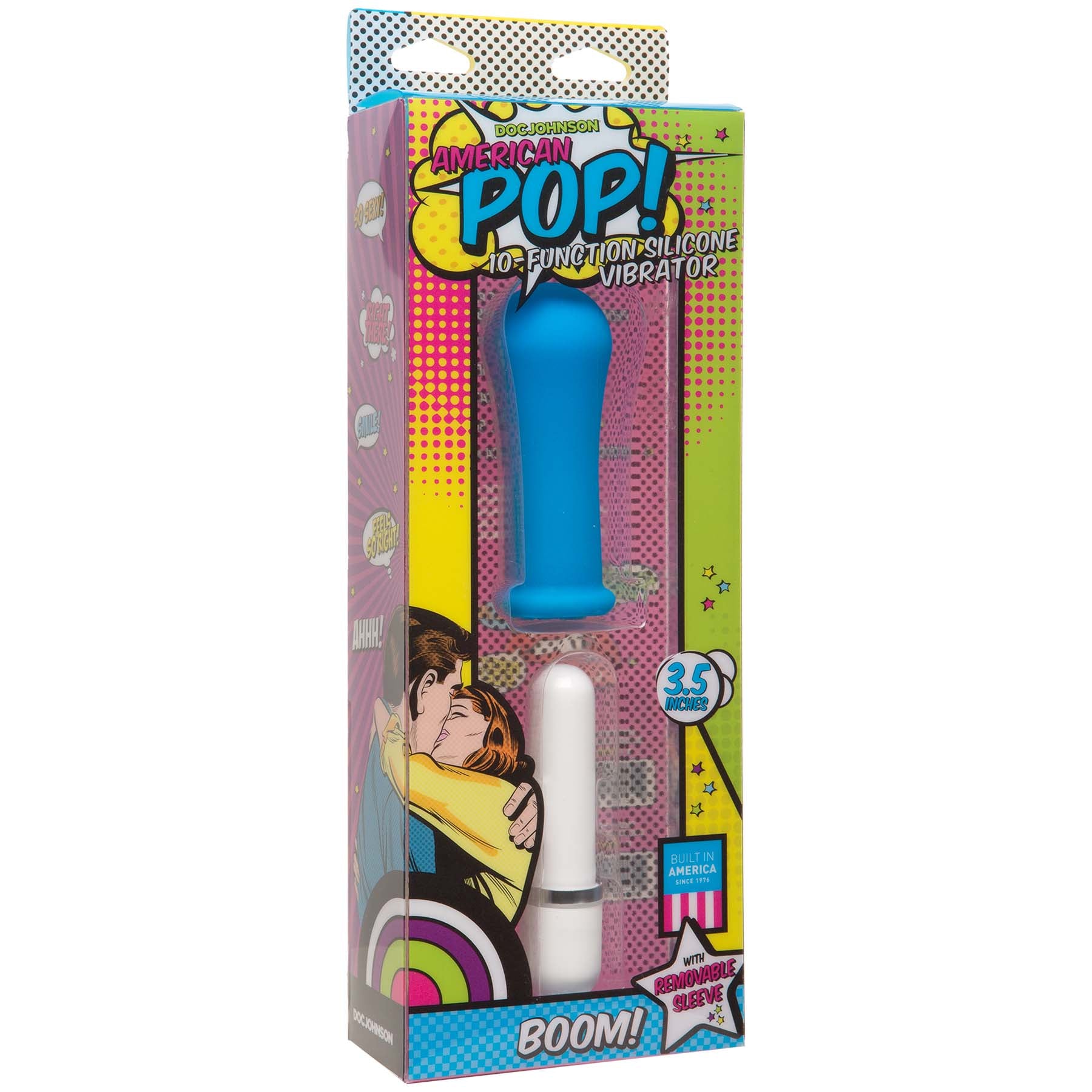American Pop! Boom! 10 Function Silicone Vibrator  - Blue DJ0500-31-BX