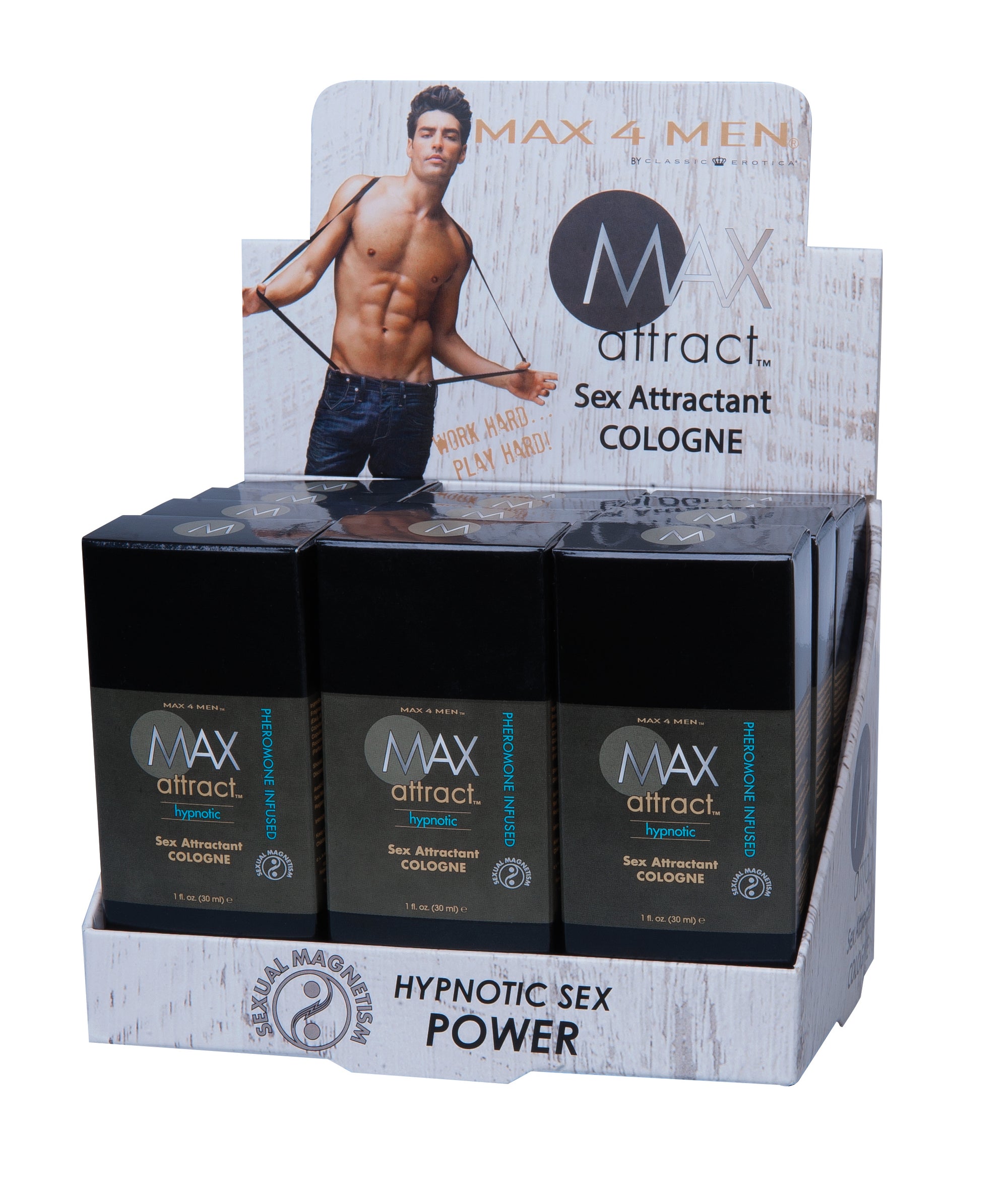 Max 4 Men Max Attract Hypnotic Pheromone Cologne - 12 Pieces Display Plus Tester CE8010-50D