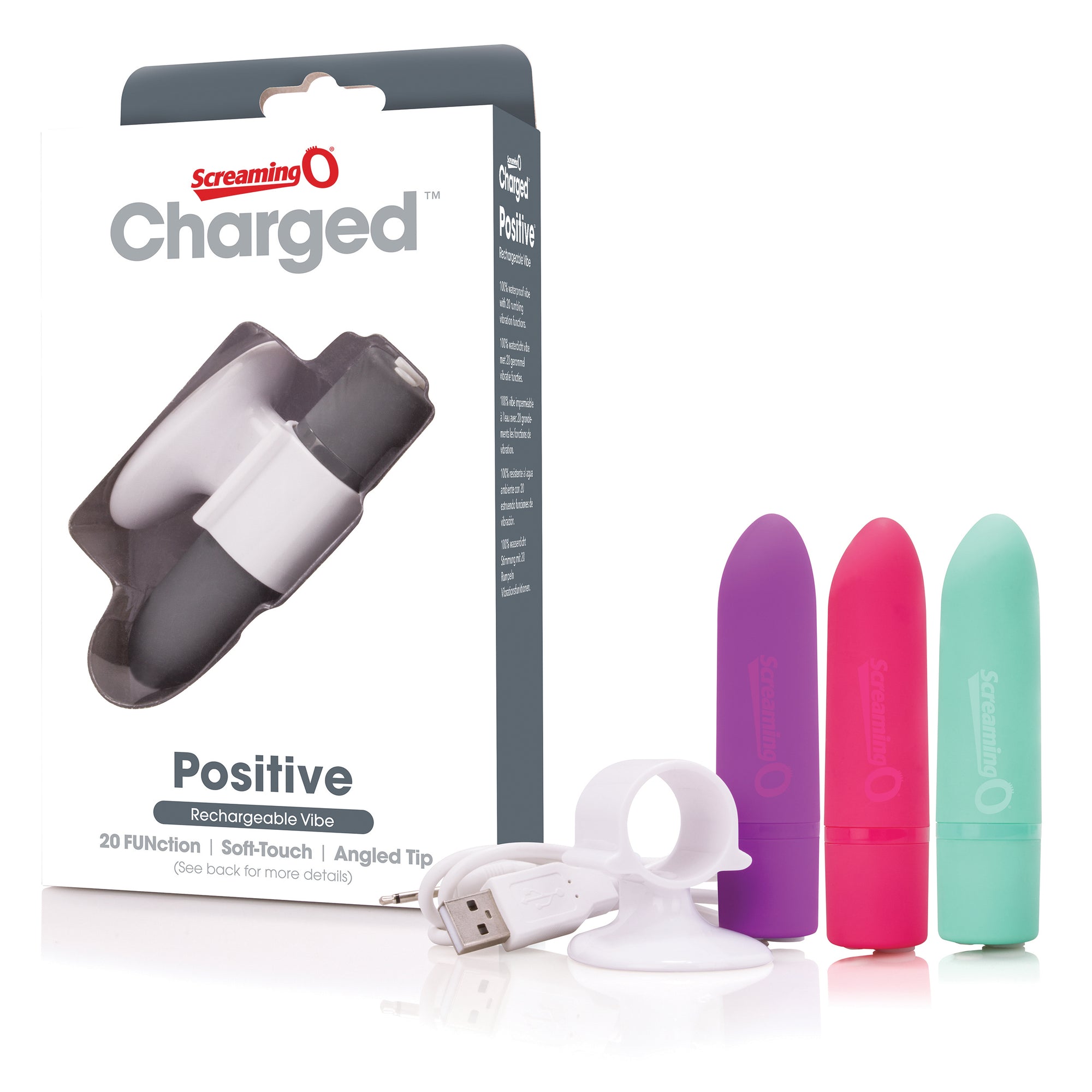 Charged Positive Rechargeable Vibe - Assorted - 12 Count Box APV-110D