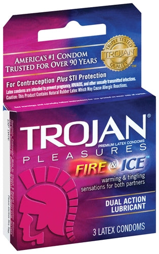 Trojan Pleasures Fire and Ice Dual Action Lubricated Condoms - 3 Pack TJ96003