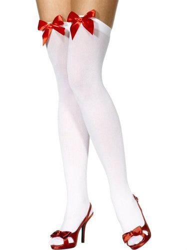 Thigh High Stockings With Red Bow - White FV-42759