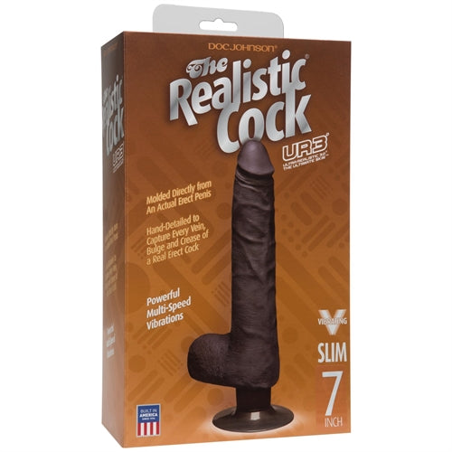 The Realistic Cock - Ur3 Slim Vibrating - 7-Inch - Black DJ1160-24-BX