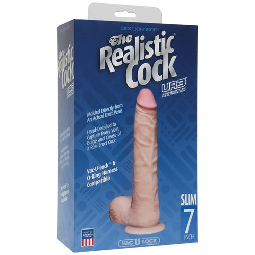 The Realistic Cock - Ur3 Slim - White - 7-Inch DJ0276-20-BX