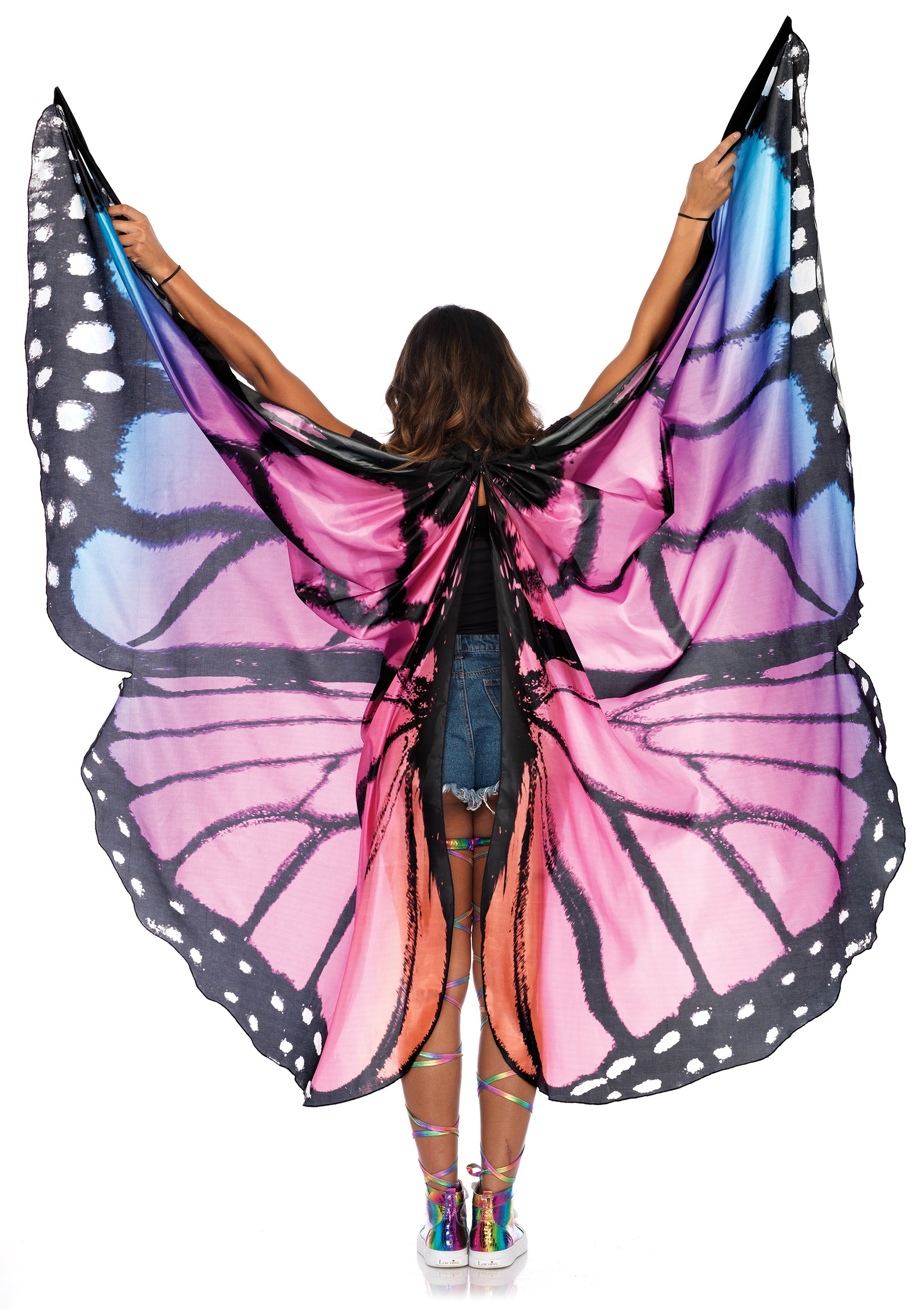 Festival Butterfly Wing Halter Cape - Purple/  Black - One Size LA-A2782PURBLK