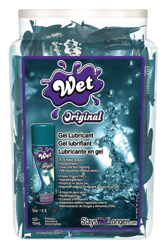 Wet Original Gel Lubricant Display - 120 Piece Fishbowl - 10 ml Pillows WT20343D