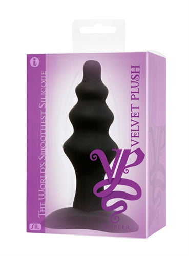 Velvet Plush Silicone Rippler - Black ICB1073-2
