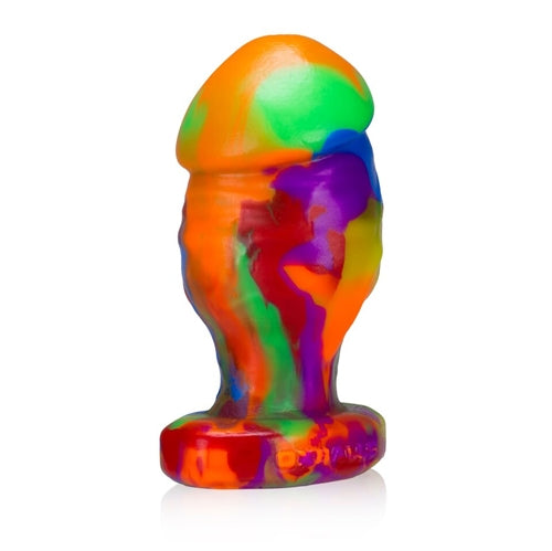 Honcho-2 Medium Stumpy Dick Shape Buttplug - Rainbow OX-1240-2-BOW
