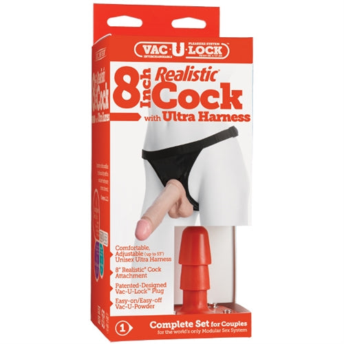 Vac-U-Lock 8-Inch Realistic Cock With Ultra Harness DJ1050-03
