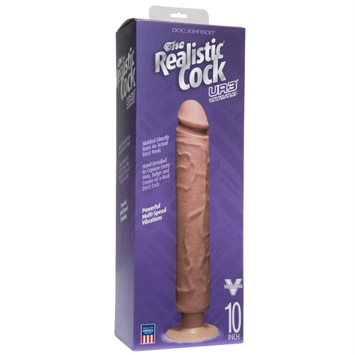 The Realistic Cock - Ur3 Vibrating - 10-Inch - Brown DJ1160-34-BX