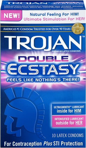 Trojan Double Ecstasy Lubricated Condoms - 10 Pack TJ90668