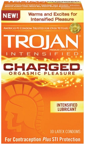 Trojan Intensified Charged Orgasmic Pleasure Condoms - 10 Pack TJ95700
