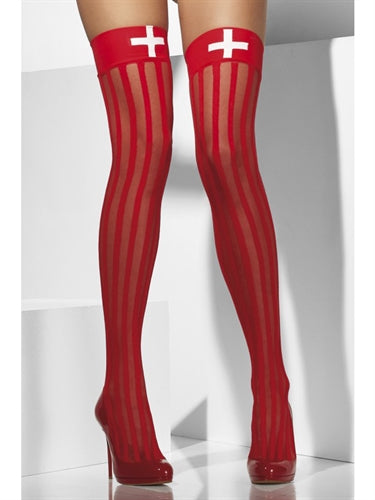 Sheer Hold-Ups - Red - One Size FV-42764