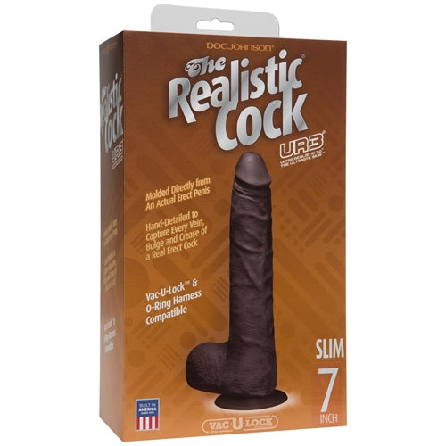 The Realistic Cock - Ur3 Slim - Black - 7-Inch DJ0276-24-BX