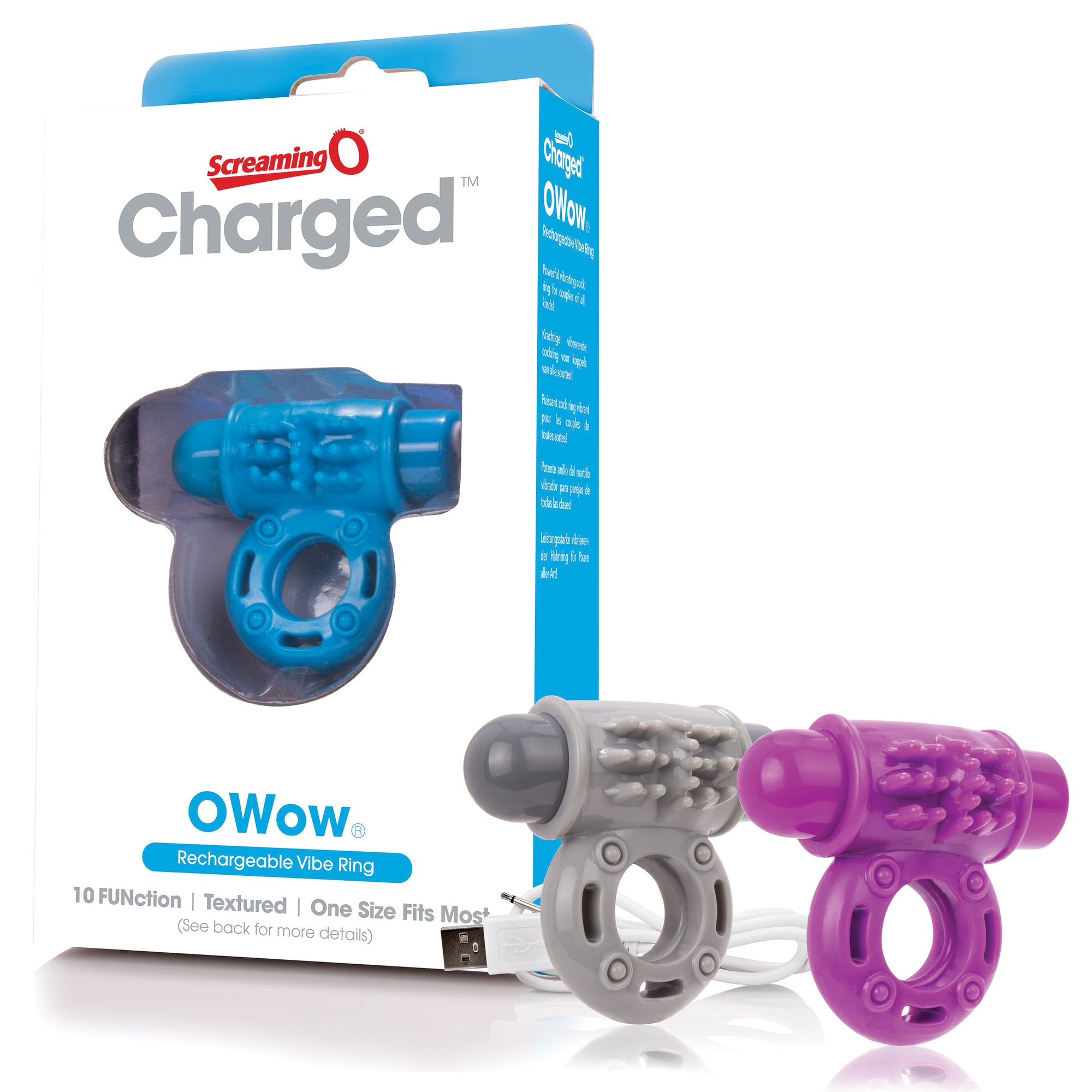 Charged Owow Rechargeable Vibe Ring - Assorted - 6 Count Box AOW-110D