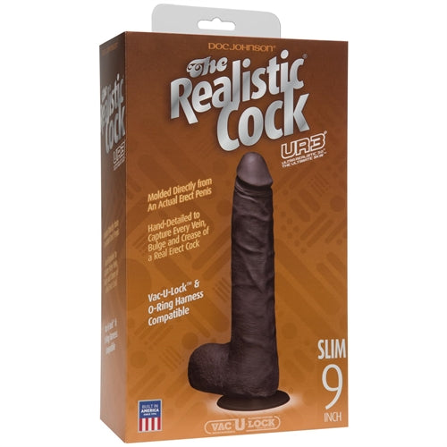 The Realistic Cock - Ur3 Slim - Black - 9-Inch DJ0276-25-BX