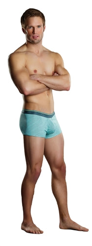 Heather Stripe Pouch Enhancer Short - Mint and Grey - Extra Large MP-150208MGXL