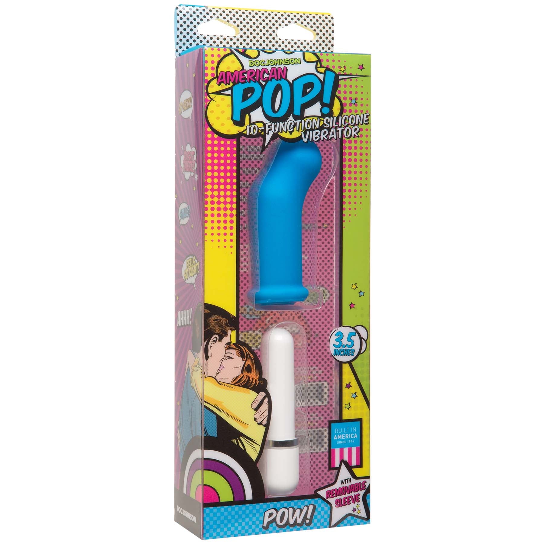 American Pop! - Pow! 10 Function Silicone Vibrator -  Blue DJ0500-24-BX