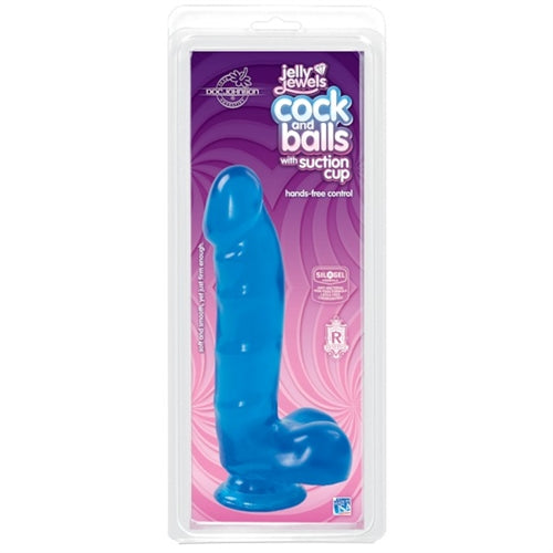 Jelly Jewels - Cock and Balls With Suction - Sapphire DJ7013-02