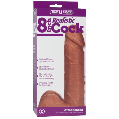 Vac-U-Lock 8-Inch Realistic Cock - Brown DJ1015-14