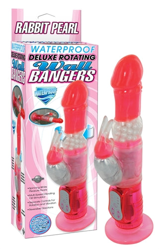 Rabbit Pearl Waterproof Deluxe Rotating Wall Bangers - Pink PD1360-11