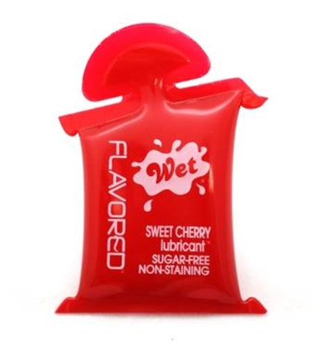 Wet Flavored Gel Lubricant Sweet Cherry - 10 ml Pillow - Each WT23406