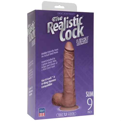 The Realistic Cock - Ur3 Slim - Brown - 9-Inch DJ0276-23-BX