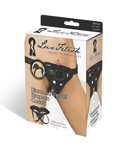 Diamond Velvet Strap-on Corset - Black EL-LF-1363BLK