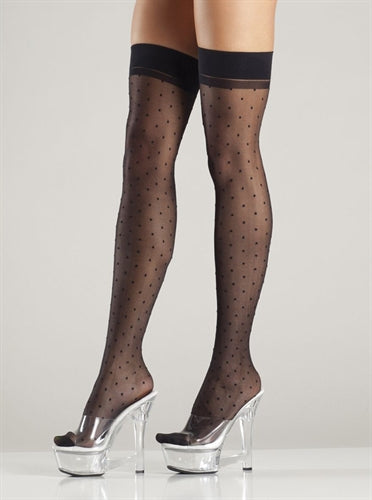 Polka Dot Thigh Highs - Black - One Size BW-701