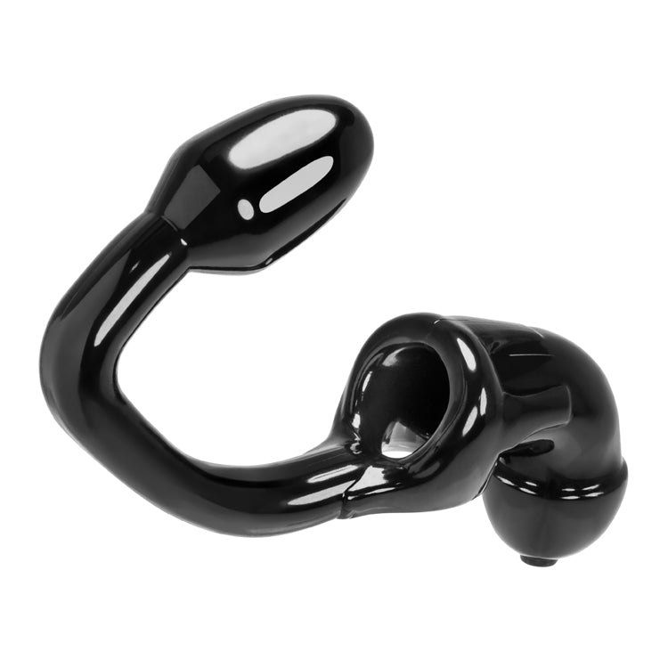 Tailpipe Chastity Cock-Lock and Attached Buttplug - Black OX-3012-BLK