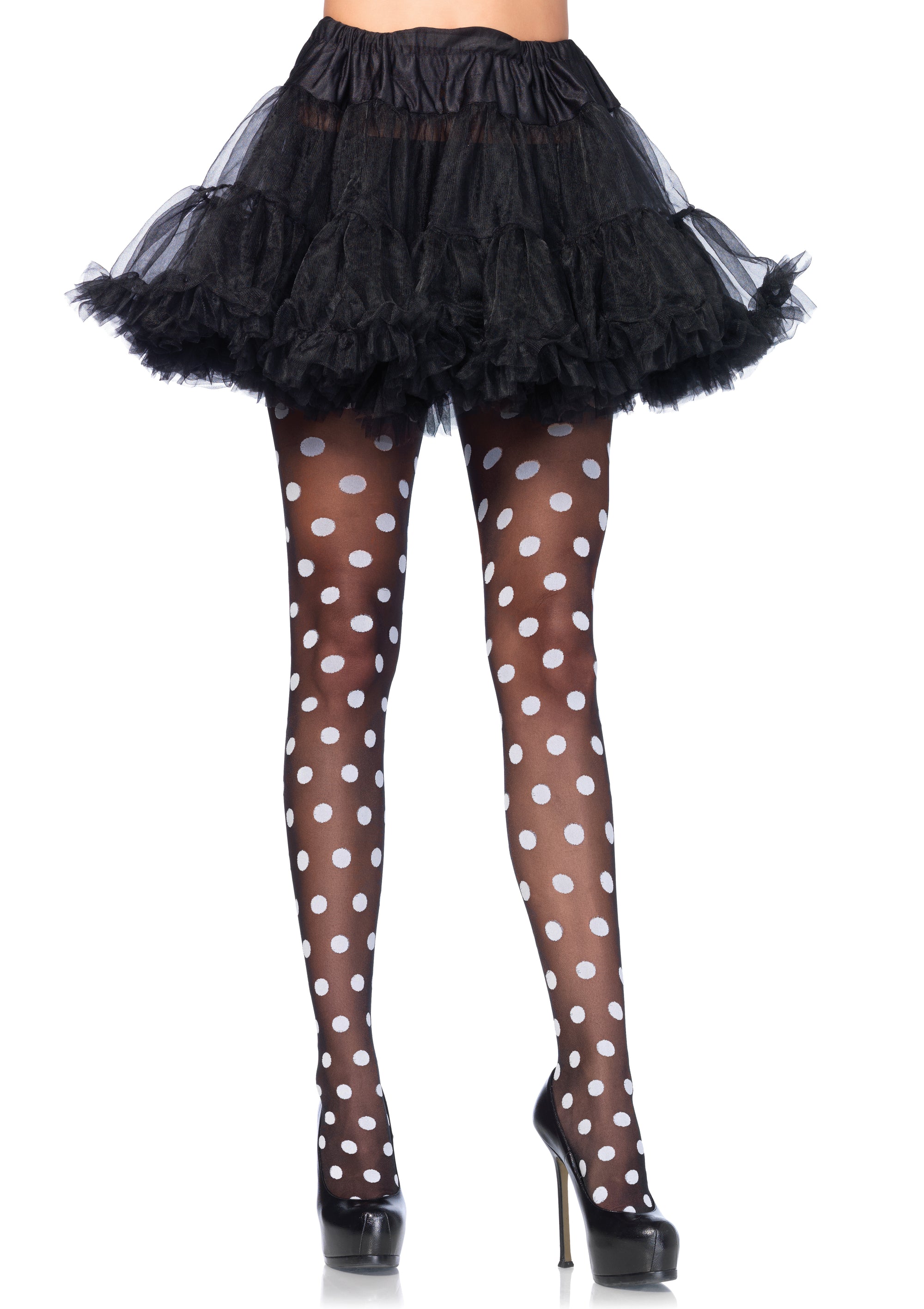 Polka Dot Pantyhose - Black/white - One Size LA-7941BLKWHT
