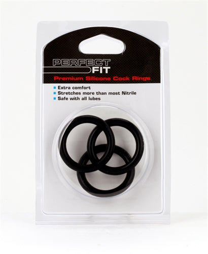 Premium Silicone Cockrings - XL 3-Pack - Black PF-CR22