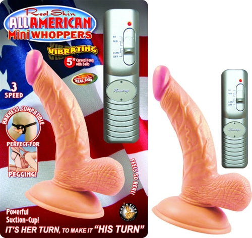 All American Mini Whoppers Vibrating 5-Inch Curved Dong With Balls - Flesh NW2393-1
