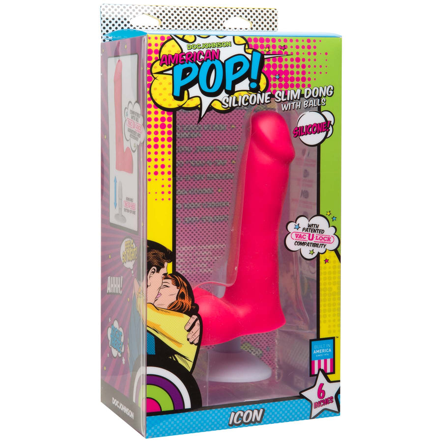 American Pop! - Icon - 6 Slim Dong With Balls -  Pink DJ0501-01-BX