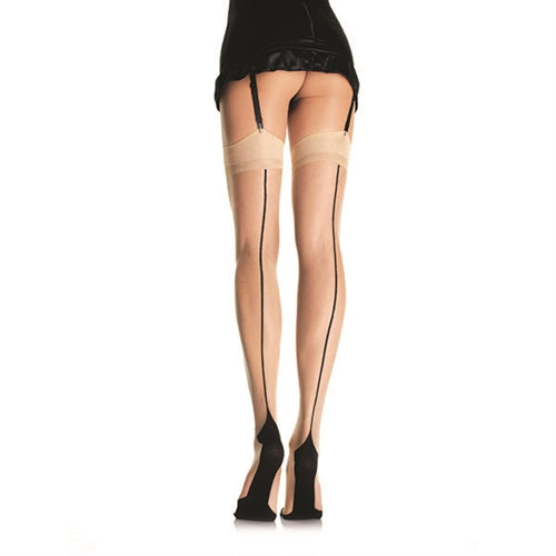 Contrast Backseam Stockings - Nude - One Size LA-9213ND