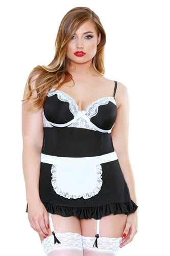 Night Service Maid Costume - Black and White - 1x-2x FL-P161BLK-1X2X