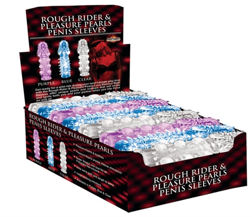 Rough Rider and Pleasure Pearls Penis Sleeves - Assorted Colors - 18 Piece HTP2797D