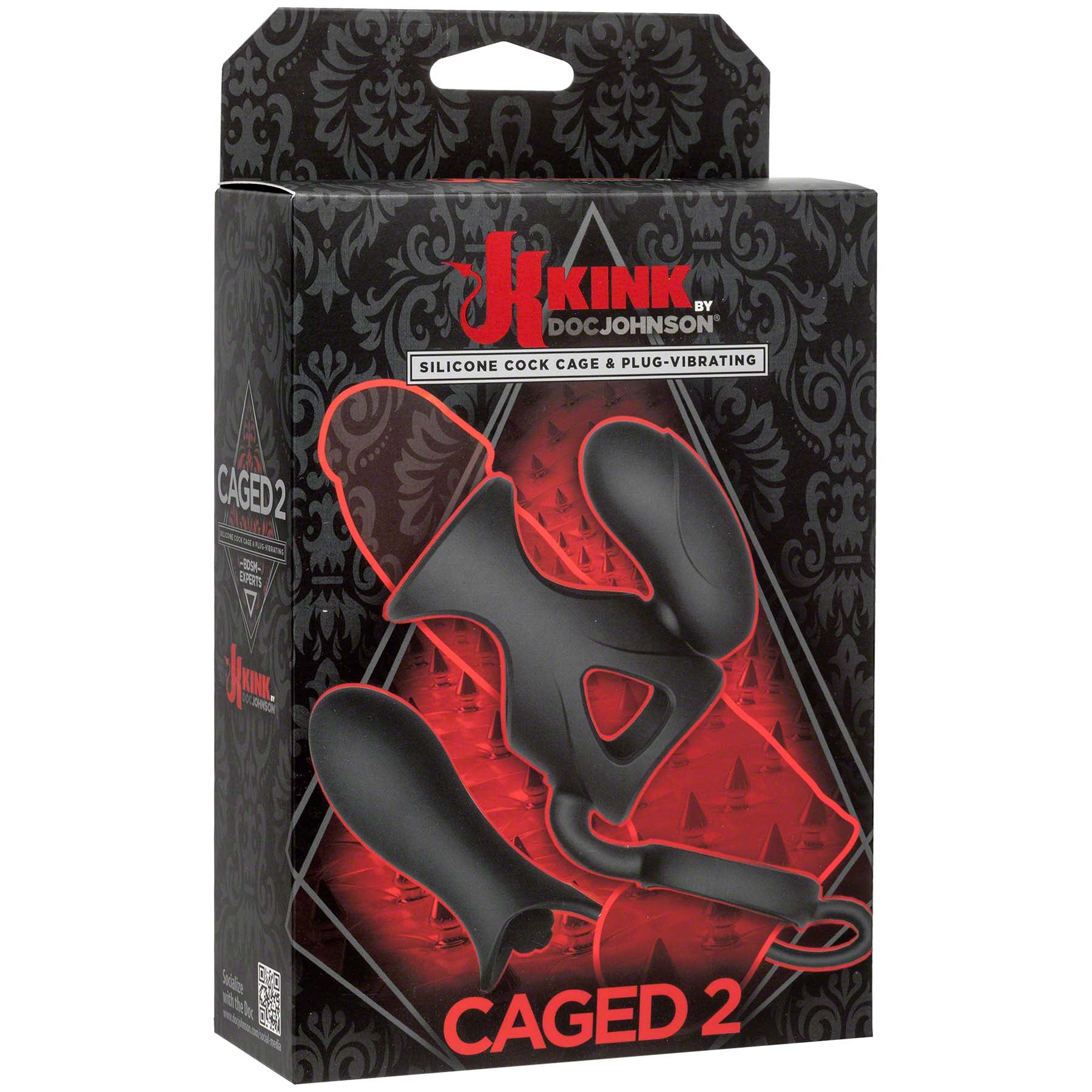 Caged 2 - Vibrating Silicone Cock Cage & Plug - Black DJ2402-12-BX